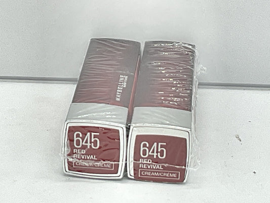 2 PACK - Maybelline Color Sensational Lipstick Cream Finish - 645 Red Revival