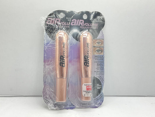 2 PACK - Loreal Air Volume Mega Mascara 0.3 oz - 850 Blackest Black