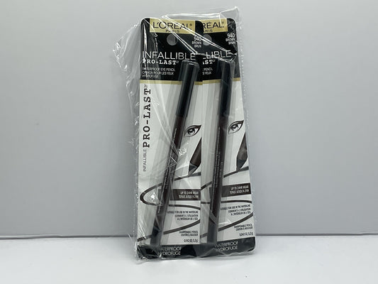 2 Pack L'Oreal Paris Infallible Pro-Last Eyeliner Pencil, Brown 940