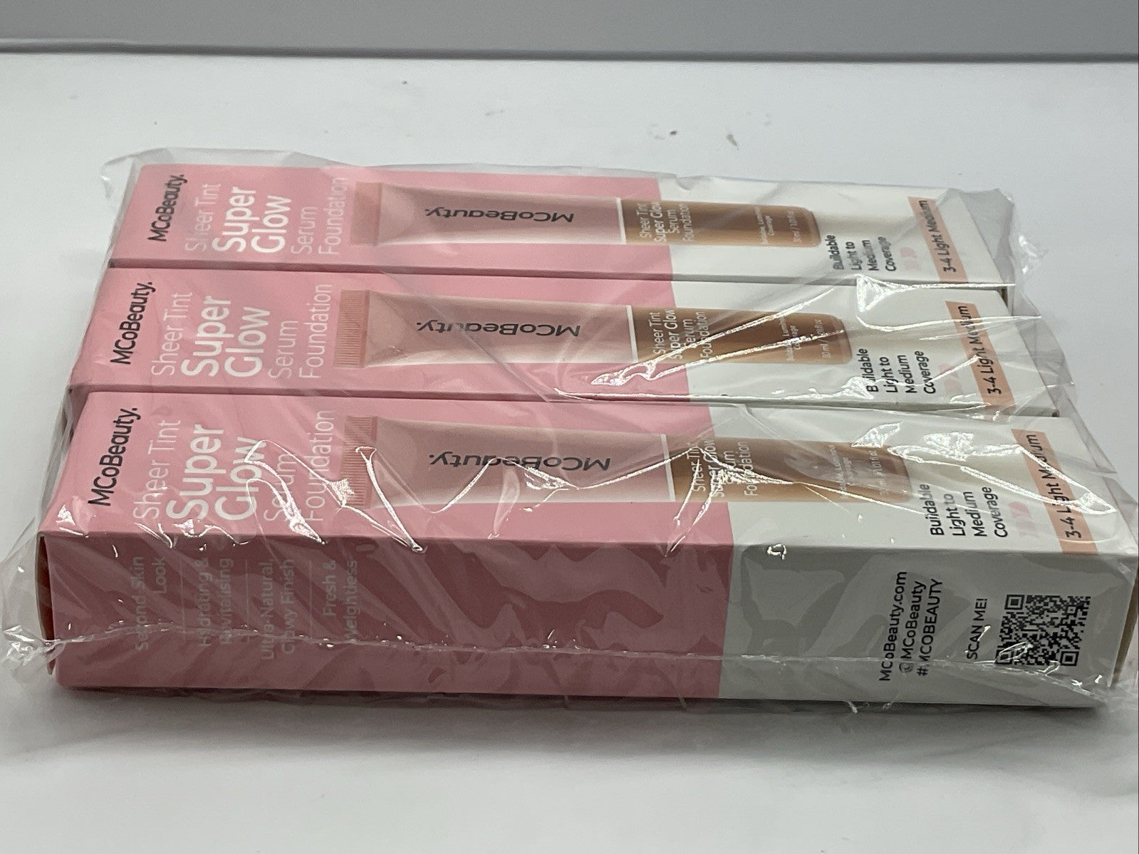 3 PACK - MCoBeauty Super Glow Sheer TINT Serum Foundation - 3-4 Light TO Medium