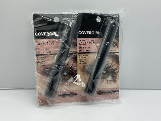 2 Pack - Covergirl Mascara Exhibitionist 24HR Wear Big Bold 960 Black Brown