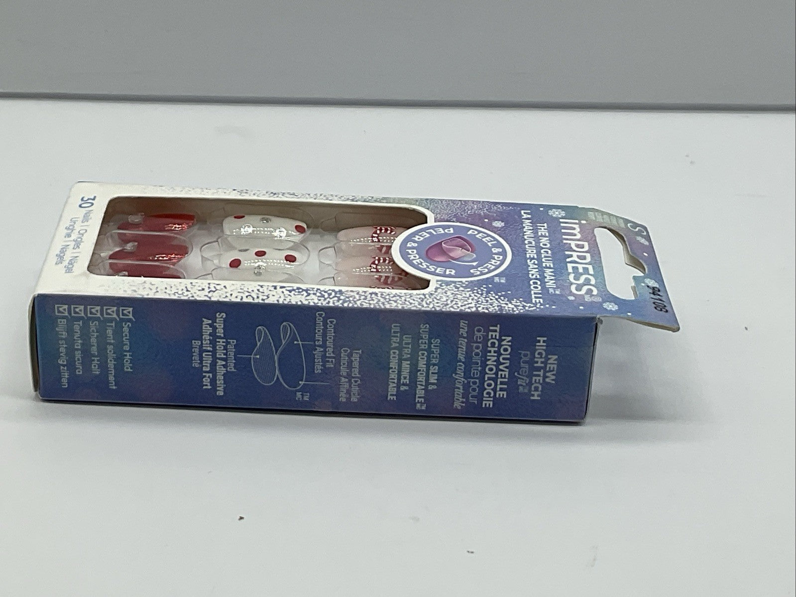 KISS Impress Press-On Nails Designs Holiday Midwinter Red - Short Oval 30 Count